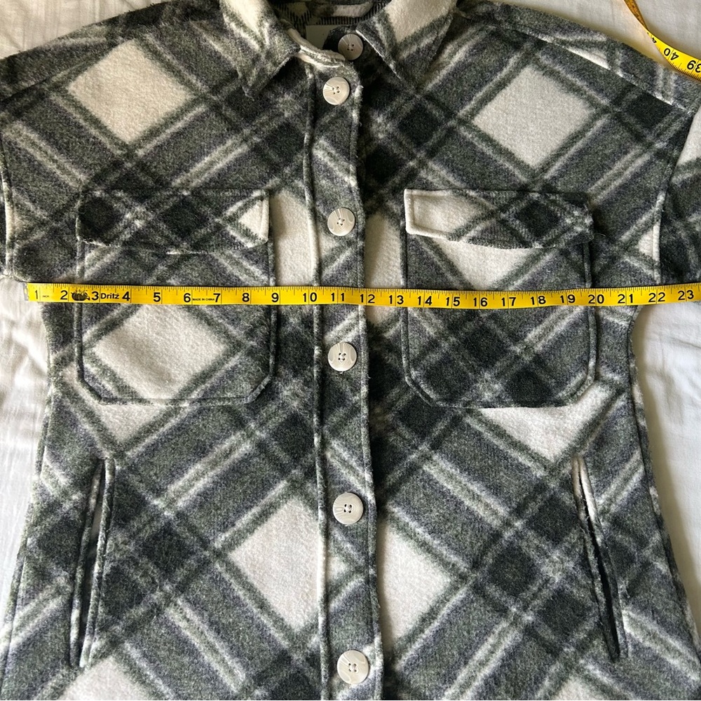 Stradivarius Women’s Green Plaid Shirt Jacket Fleece Shacket | Size L - Picture 12 of 15